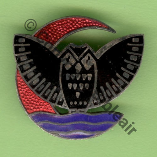 25.1.1 1936.40 A809NH 1eDRILLE 4B3 HIBOU GB1.25  A.AUGIS LYON 1Ligne 2Anneaux Dos lisse En relief 1er ESCADRILLE GROUPE 1.25 No64 27x25mm Src.Y.GENTY 147Eur(x2)